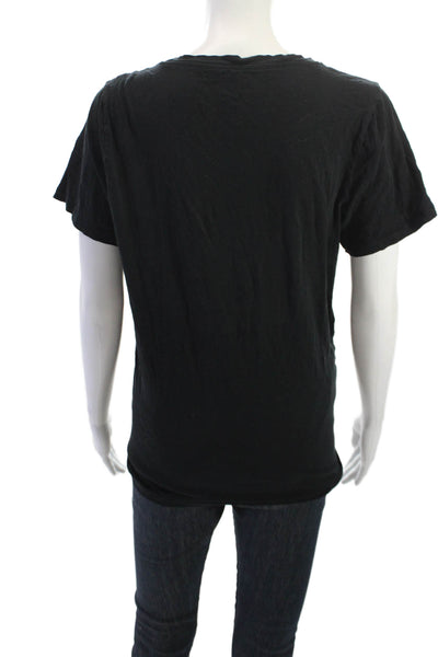 J Crew Womens V-Neck Short Sleeve Basic T-Shirt Black 100% Cotton Size XL