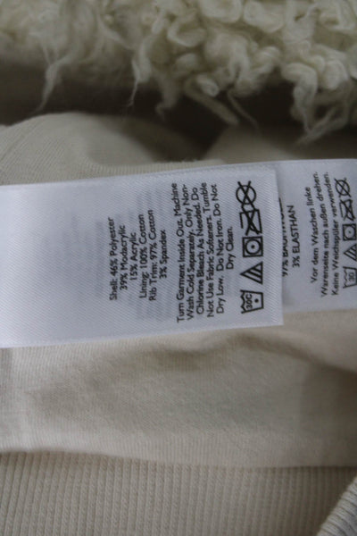 Eddie Bauer Womens Bomber Jacket Beige Zip Collared Long Sleeve Size S