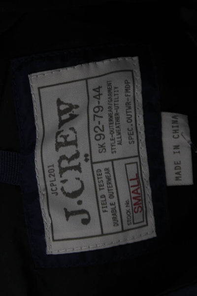 J Crew Mens Quilted Puffer Vest Dark Blue Snap High Neck Polyester Size S