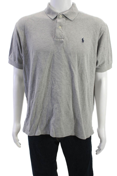Polo Ralph Lauren Mens Short Sleeve Collared Solid Gray Cotton Polo Size XL