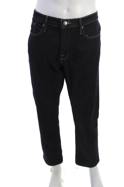 Frame Mens Straight Jeans Dark Blue Button 95% Cotton Inseam 30 Size 38