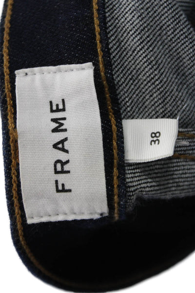 Frame Mens Straight Jeans Dark Blue Button 95% Cotton Inseam 30 Size 38