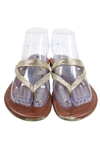 Matt Bernson Womens Thong Slide On Sandals Gold Size 6