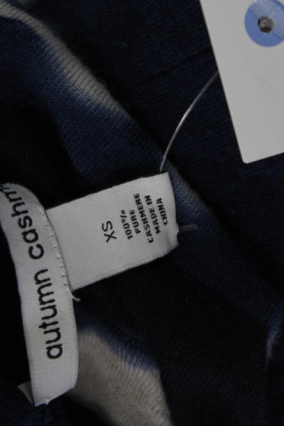 Autumn Cashmere Women Striped Pullover 100% Cashmere Dark Blue Size XS