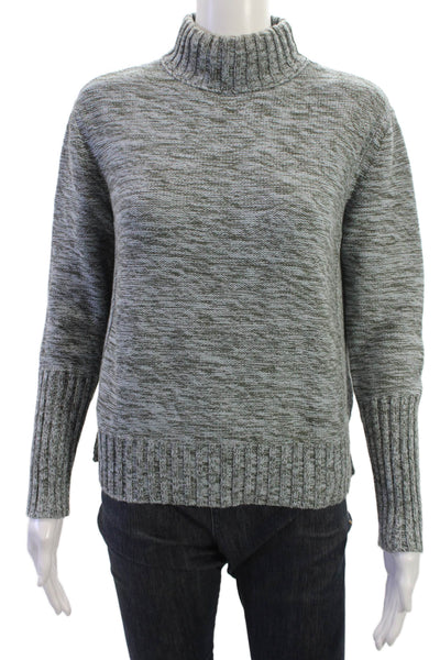 Kinross Womens Pullover Sweater Gray Mock Neck Long Sleeve 100% Cotton Size XS