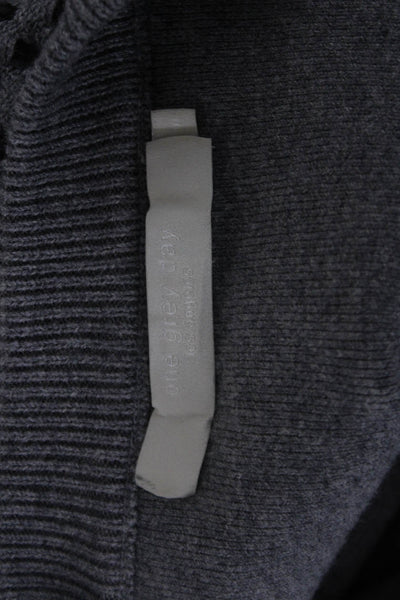 One Grey Day Womens Designer Full Zip Cardigan Gray Geometric Crew Neck Size S