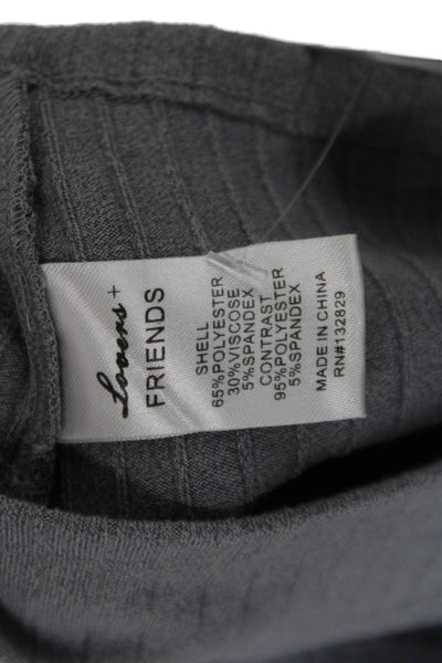 Lovers + Friends Womens Cropped Striped Sweater Gray Long Sleeve Size XS