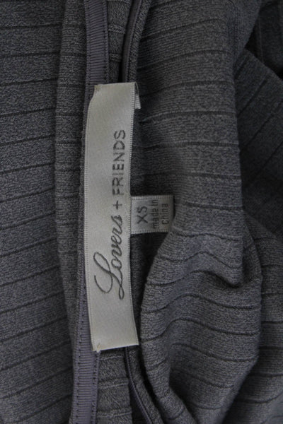Lovers + Friends Womens Cropped Striped Sweater Gray Long Sleeve Size XS