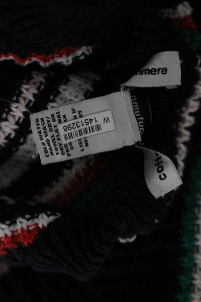 Cotton By Autumn Cashmere Womens Black Striped Pullover Sweaters Size XS