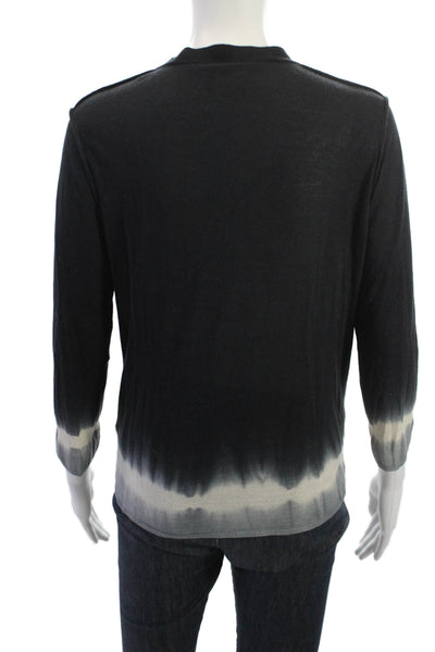 Zoe Couture Womens Black V-Neck Button Cardigan 3/4 Sleeve Silk Cashmere Size L