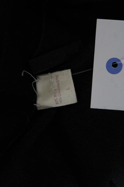 Zoe Couture Womens Black V-Neck Button Cardigan 3/4 Sleeve Silk Cashmere Size L