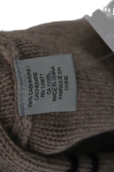 360 Cashmere Womens Turtleneck Striped Pullover 3/4 Sleeve Beige Size S