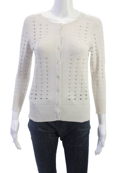 Autumn Cashmere Womens Beige Button Cardigan Sweater 3/4 Sleeve Size S