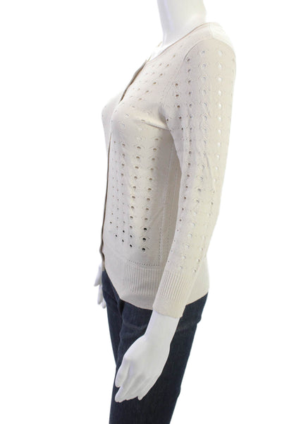 Autumn Cashmere Womens Beige Button Cardigan Sweater 3/4 Sleeve Size S