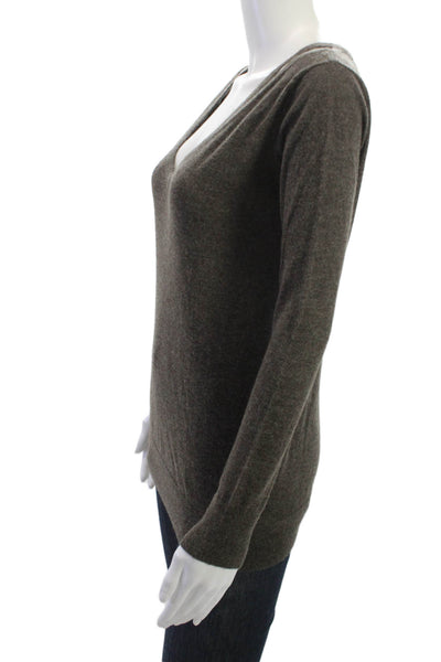 Autumn Cashmere Women Pullover V-Neck Cashmere Sweater Dark Gray Size XS