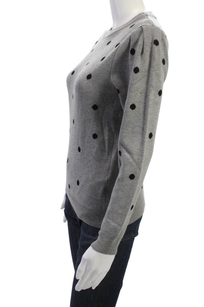 Metric Knits Women Gray Polka Dot Crew Neck Long Sleeve Pullover Sweater Size S
