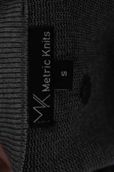 Metric Knits Women Gray Polka Dot Crew Neck Long Sleeve Pullover Sweater Size S