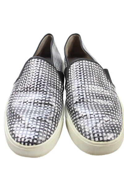 Vince Womens Geometric Print Slide On Sneakers Black White Size 8 Medium