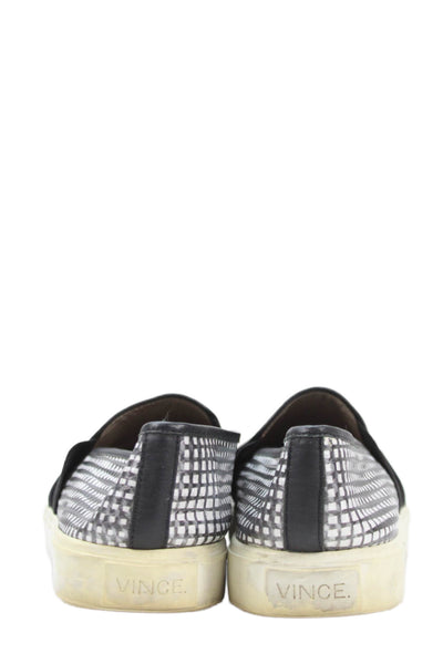 Vince Womens Geometric Print Slide On Sneakers Black White Size 8 Medium