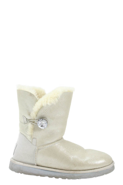 Ugg Womens Jeweled Bailey Button Ankle Boots Silver Size 8