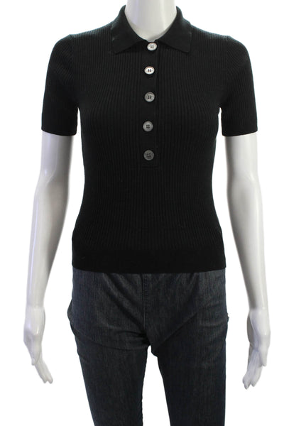 J Crew Womens Basic Collared Short Sleeve Black Polo Size XS