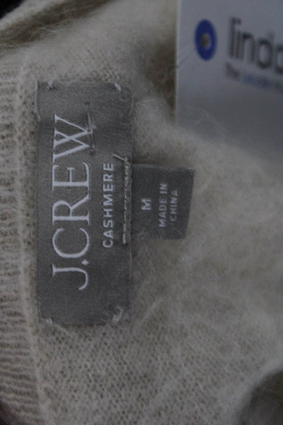 J Crew Womens Cashmere Crew Neck Striped Pullover Beige Short Sleeve Size M