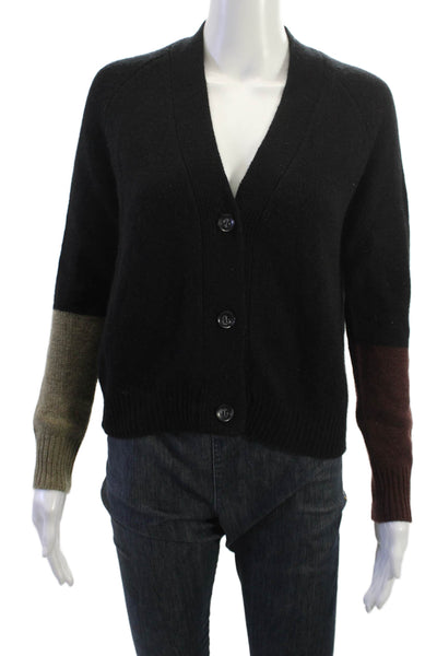 One Grey Day Womens Cardigan Black Cashmere V-Neck Button Long Sleeve Size XS