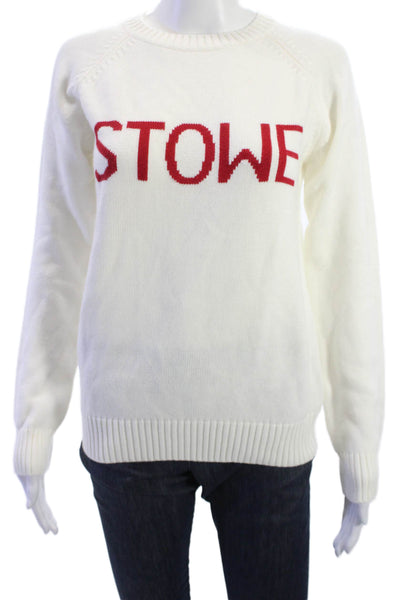 Ellsworth & Ivey Womens Pullover Sweater Ski Graphic Crew Neck White Size S
