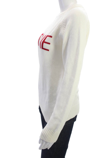 Ellsworth & Ivey Womens Pullover Sweater Ski Graphic Crew Neck White Size S