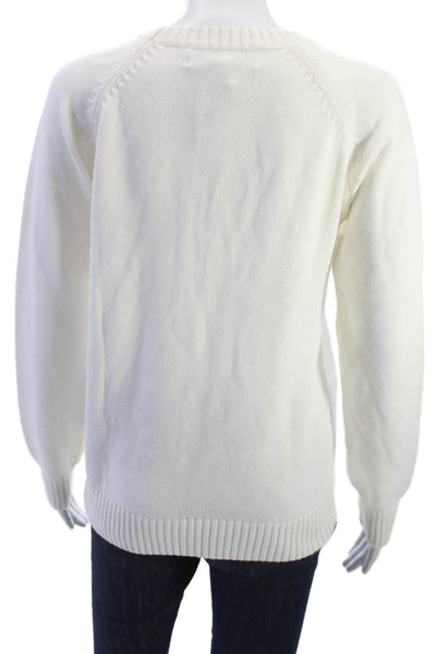 Ellsworth & Ivey Womens Pullover Sweater Ski Graphic Crew Neck White Size S