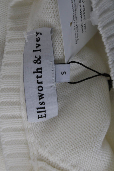 Ellsworth & Ivey Womens Pullover Sweater Ski Graphic Crew Neck White Size S
