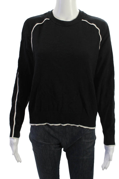 Monrow Women Black Pullover Crew Neck Long Sleeve Sweater Size M