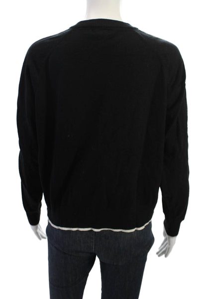 Monrow Women Black Pullover Crew Neck Long Sleeve Sweater Size M