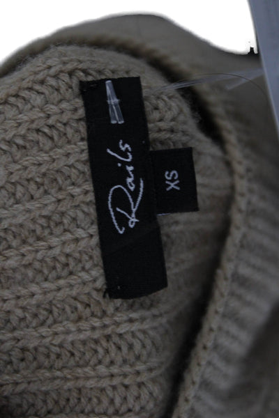Rails Womens Pullover Sweater Beige Mock Neck Long Sleeve Size XS