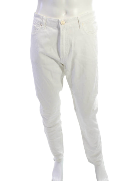 Monfrere Mens Classic White Cotton Blend Pants Size 36