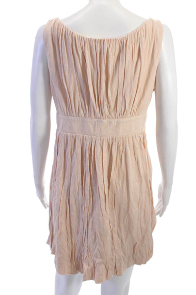 Charlie Joe Womens Shift Sundress Beige Cotton Sleeveless Round Neck Size L