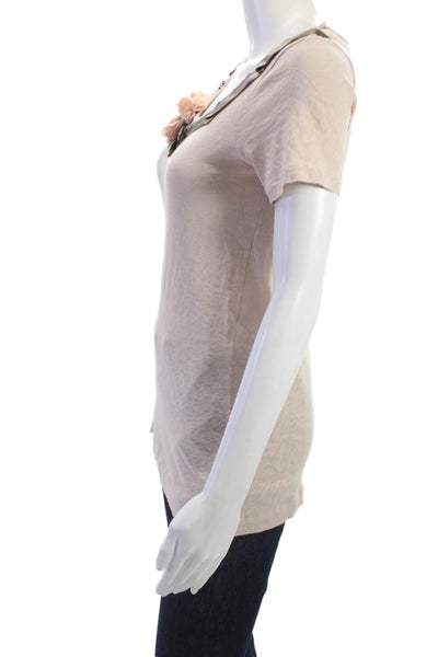 J Crew Womens Basic T Shirt Beige Short Sleeve Round Neck Cotton Size M