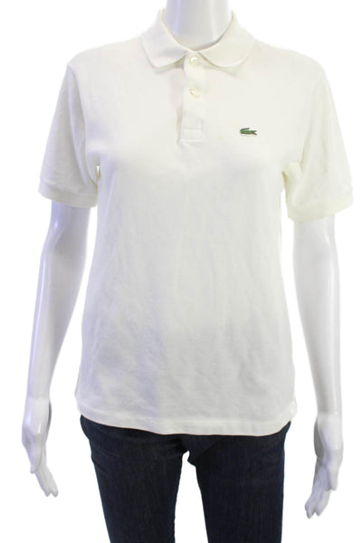Lacoste Women White Collared Basic Polo Short Sleeve 100% Cotton Size 16