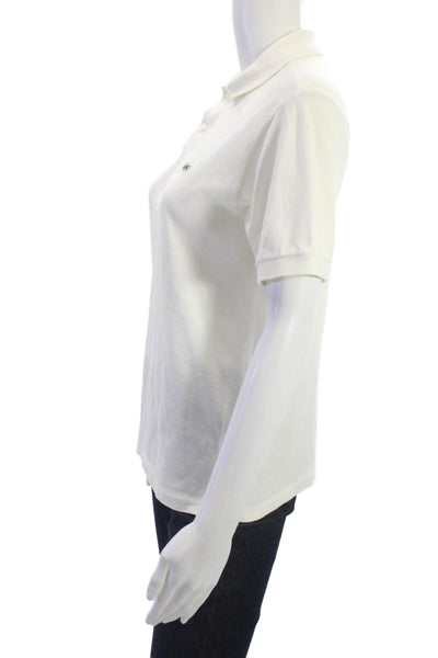 Lacoste Women White Collared Basic Polo Short Sleeve 100% Cotton Size 16