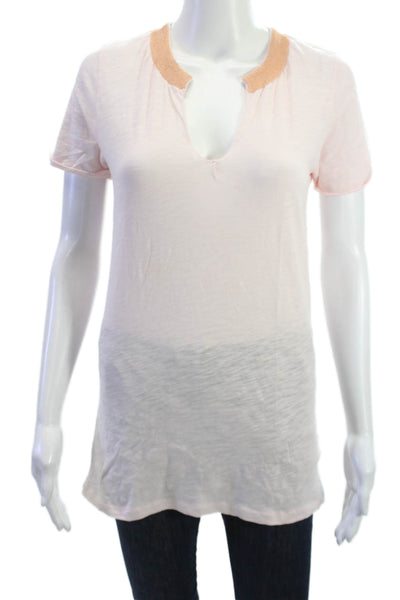 J Crew Women Pink Cotton Tunic T-Shirt Short Sleeve Size S