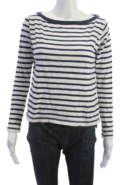 Zadig & Voltaire Womens Dark Blue Striped Skull Longsleeve Tee Size XS
