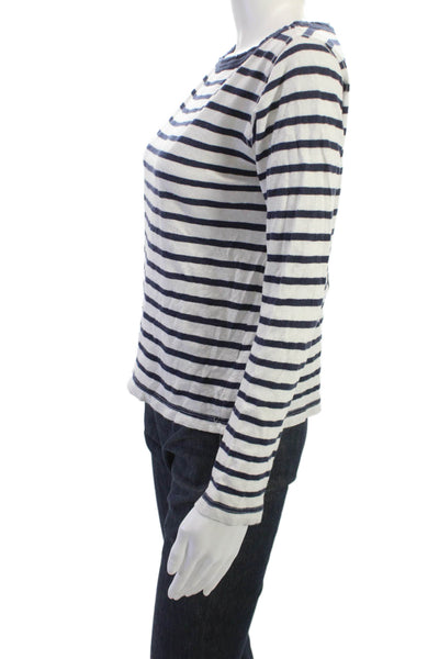 Zadig & Voltaire Womens Dark Blue Striped Skull Longsleeve Tee Size XS