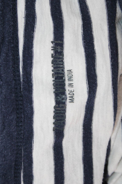 Zadig & Voltaire Womens Dark Blue Striped Skull Longsleeve Tee Size XS