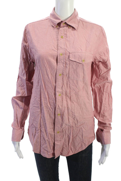 J Crew Womens Pink Cotton Collared Button Up Long Sleeve Top Size XS