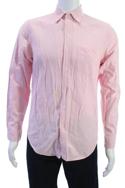 J Crew Mens Long Sleeve Button-Down Shirt Pink Cotton Solid Size S