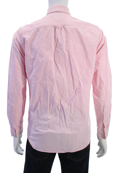 J Crew Mens Long Sleeve Button-Down Shirt Pink Cotton Solid Size S