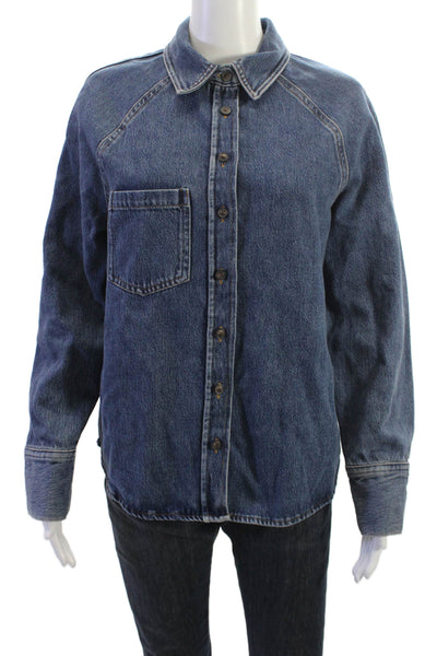 Zara Mens Point Collar Cotton Button Up Long Sleeve Dark Blue Shirt Size XL