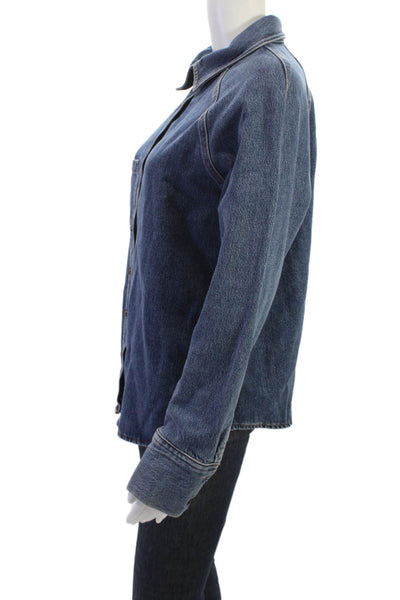 Zara Mens Point Collar Cotton Button Up Long Sleeve Dark Blue Shirt Size XL