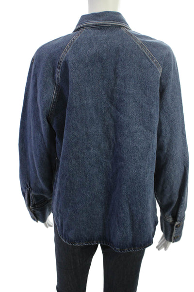 Zara Mens Point Collar Cotton Button Up Long Sleeve Dark Blue Shirt Size XL
