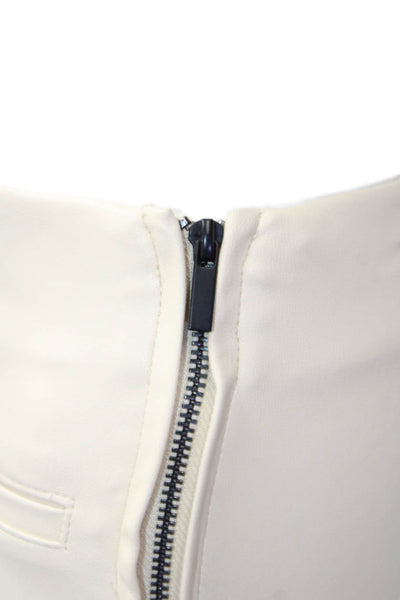 Zara Womens Ankle Dress Pants Beige Faux Leather Zip Designer Size XS
